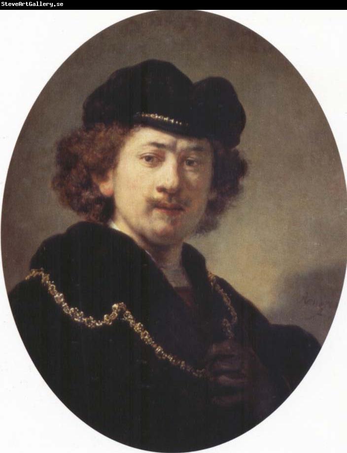 REMBRANDT Harmenszoon van Rijn Self-Portrait with Hat and Gold Chain
